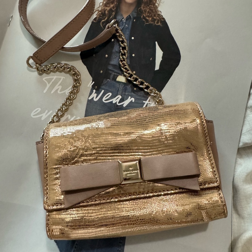 New - Kate Spade mini metallic in champagne gold shoulder bag - Picture 7 of 8